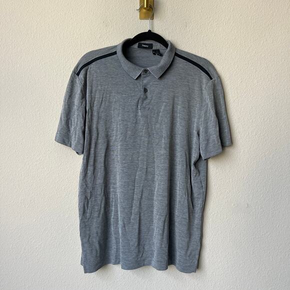 Theory Gray Stinson O Current Pique Polo Size XL - Picture 2 of 5